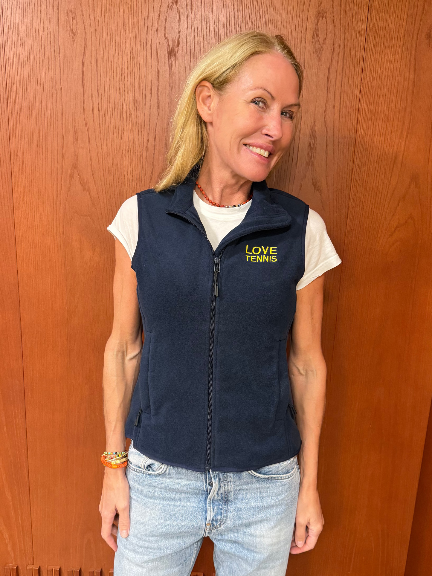 Love Tennis Blue Fleece Vest – Women